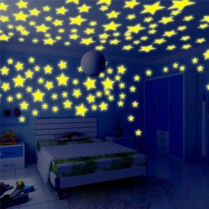 Kids Bedroom Fluorescent Glow In The Dark Stars Wall Stickers